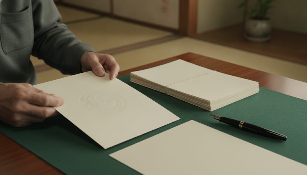 机の上で公的書類を広げ、ペンを構える手元