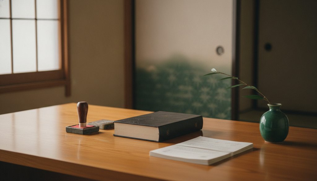 専門家の机の上の書類と文具