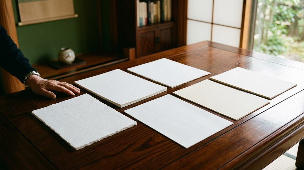 必要書類が並ぶ落ち着いた机