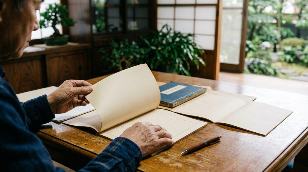 相続関連の書類を確認する手元