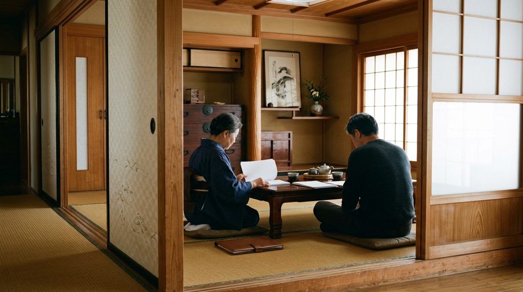 襖の隙間から見える和室の様子