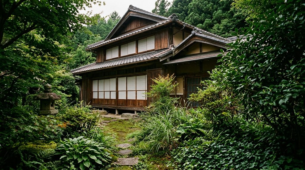 手入れされていない日本家屋と庭